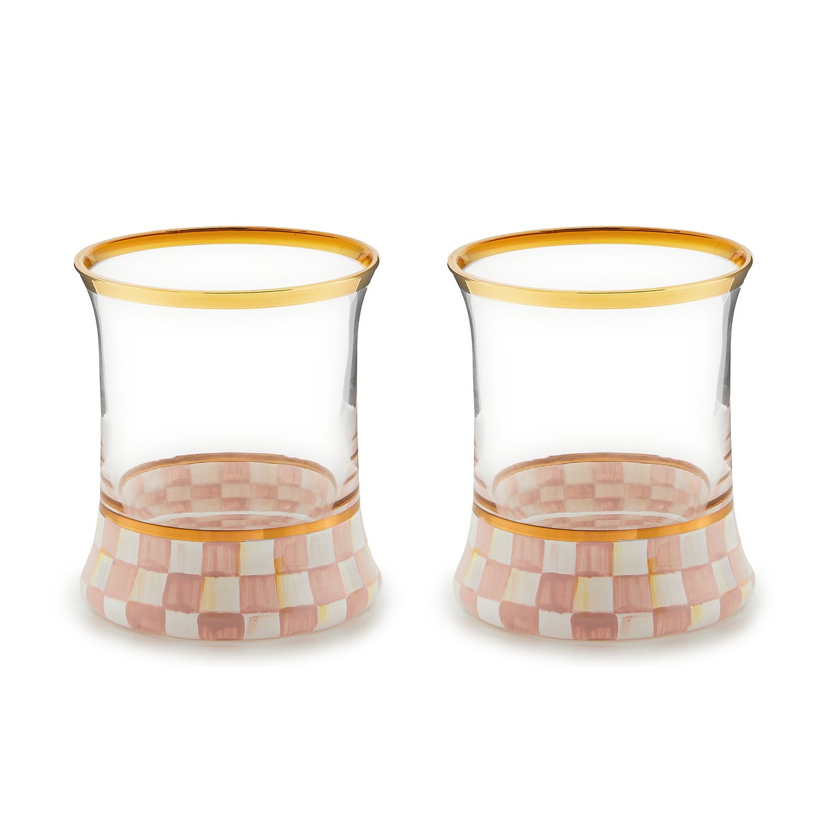 Rosy Check Tumbler Glass, Set of 2