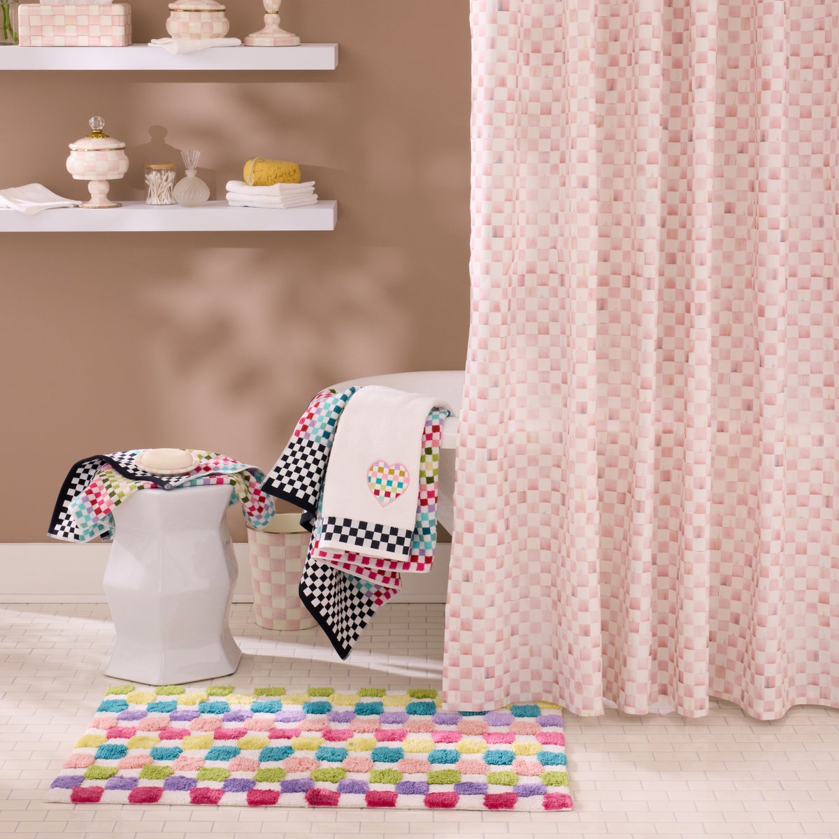 Rosy Check Shower Curtain - Image 2