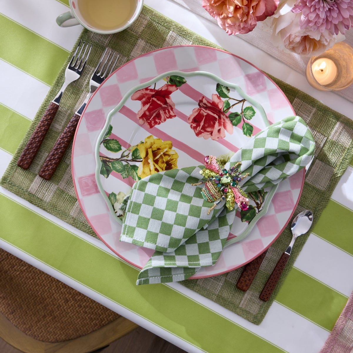 Green Check Napkin, Set of 4 - Image 6
