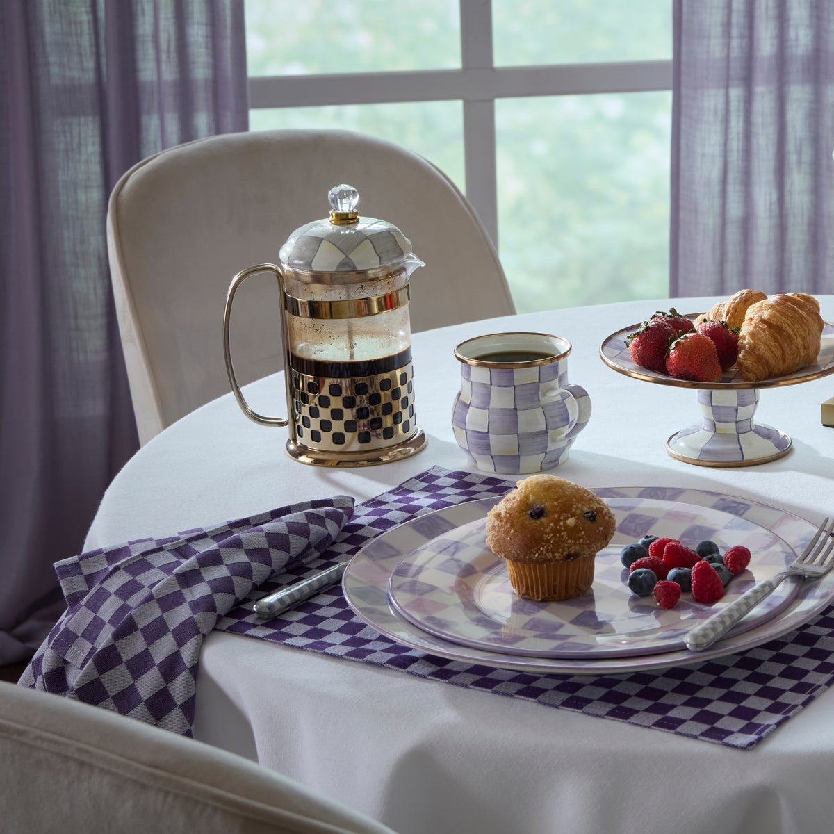 Plum Check Napkin, Set of 4 - Image 3