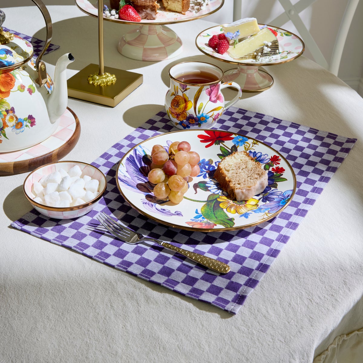 Plum Check Napkin, Set of 4 - Image 4
