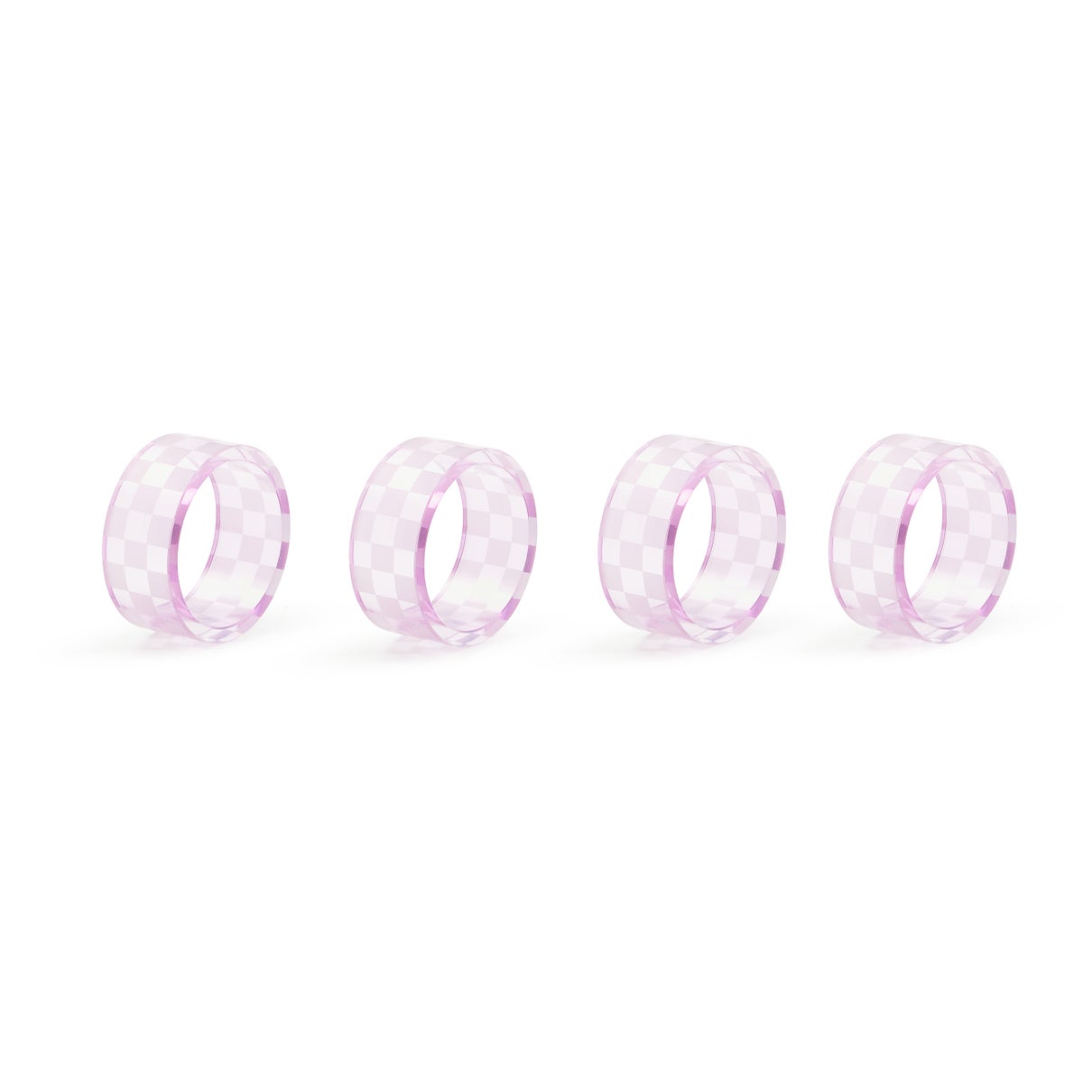 Lavender Check Napkin Rings, Set of 4