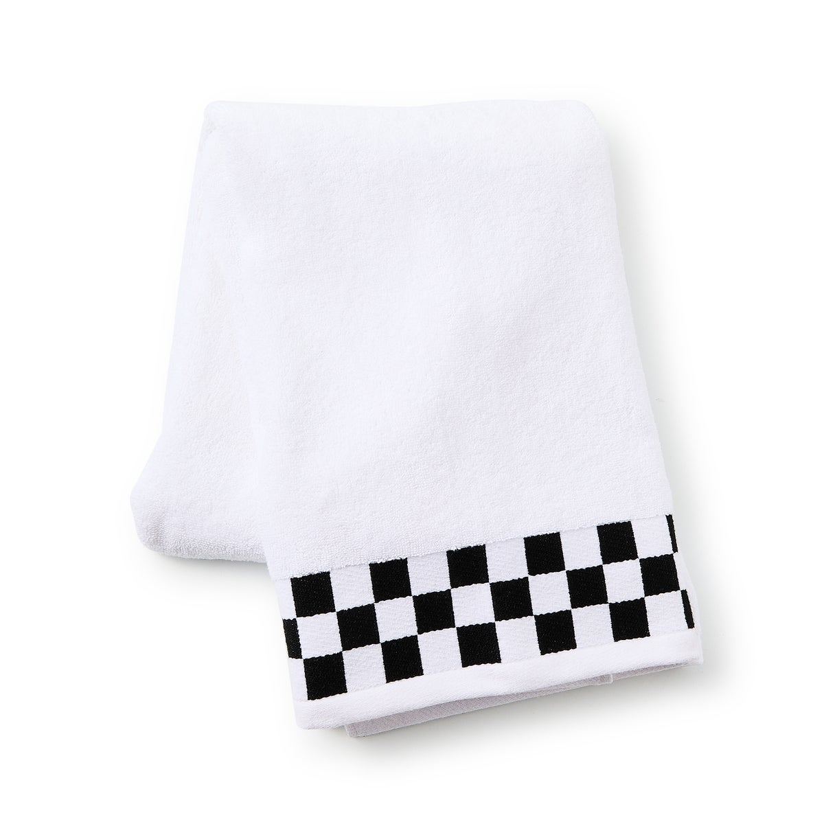 Bath Towel with Black Check Border
