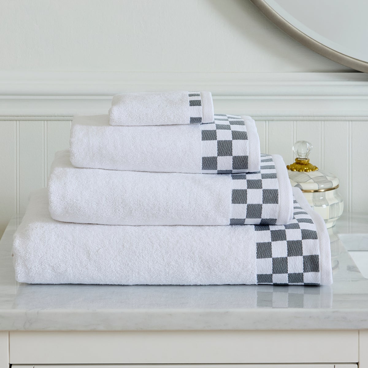 Washcloth with Grey Check Border - Image 2
