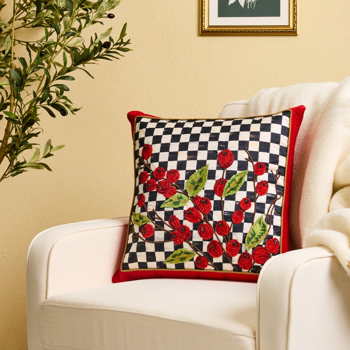 Courtly Check Holly Throw Pillow - Image 2