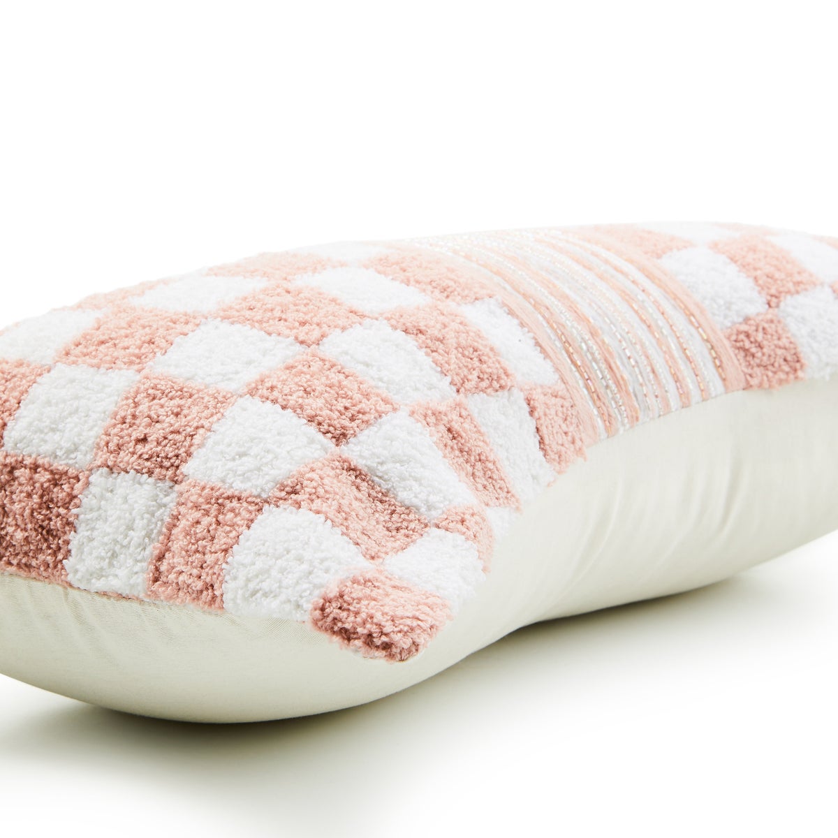 Pink Check Bow Throw Pillow - Image 3