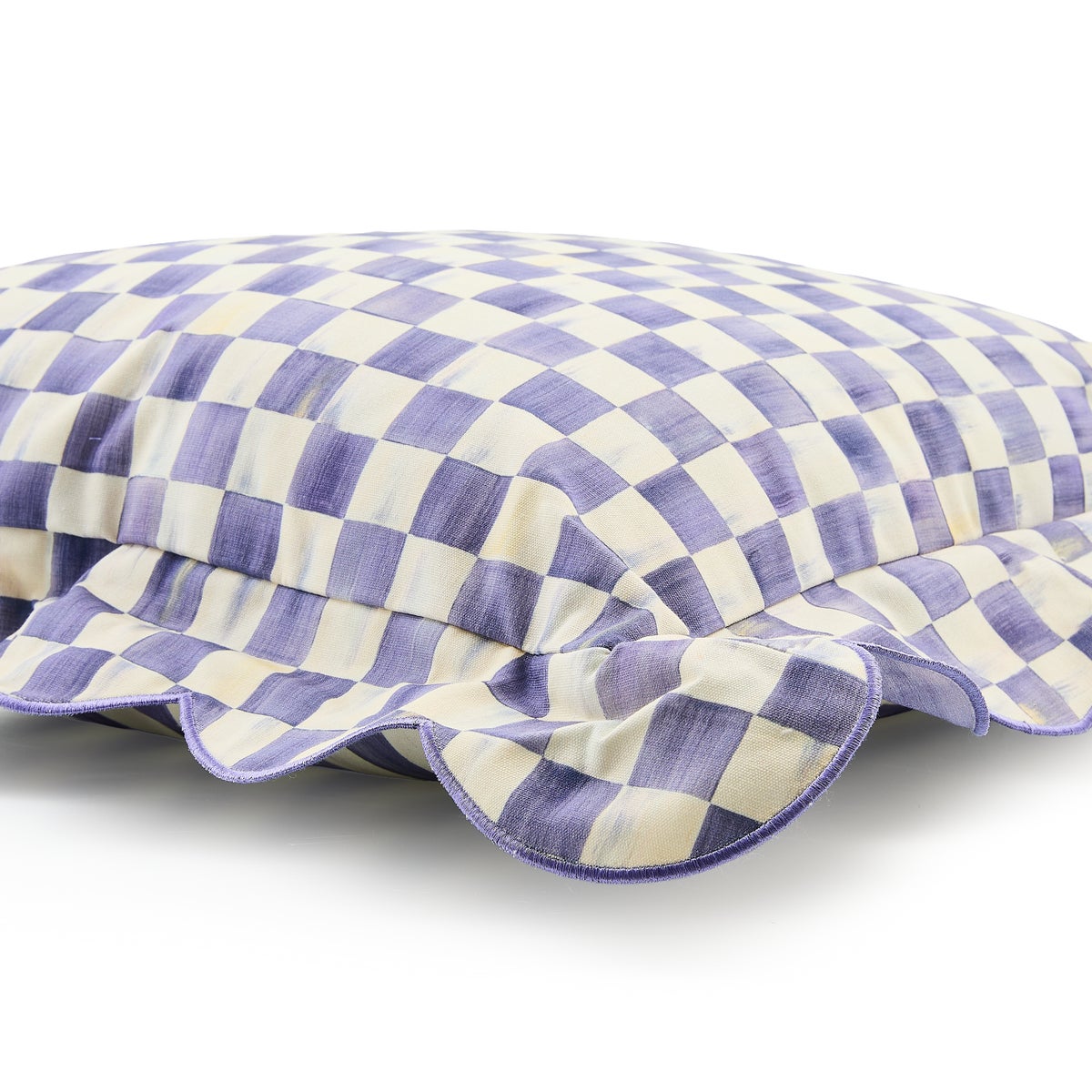 Violet Check Reversible Scalloped Lumbar Throw Pillow - Image 5