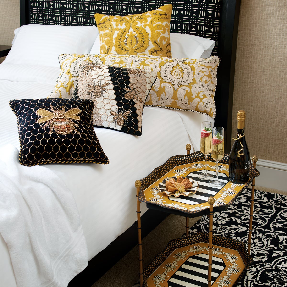 Queen Bee Black Throw Pillow - Image 2