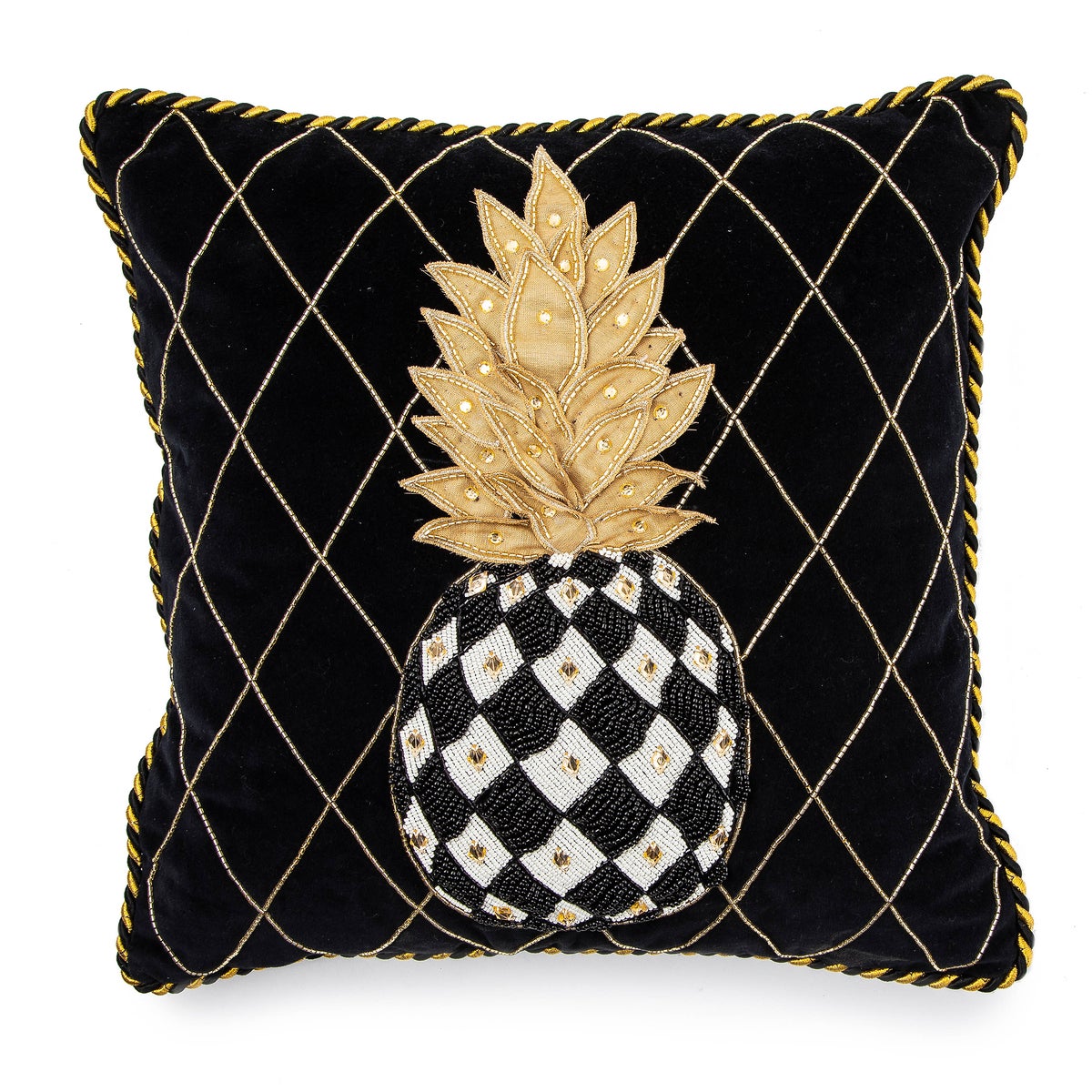 Pineapple Black Pillow