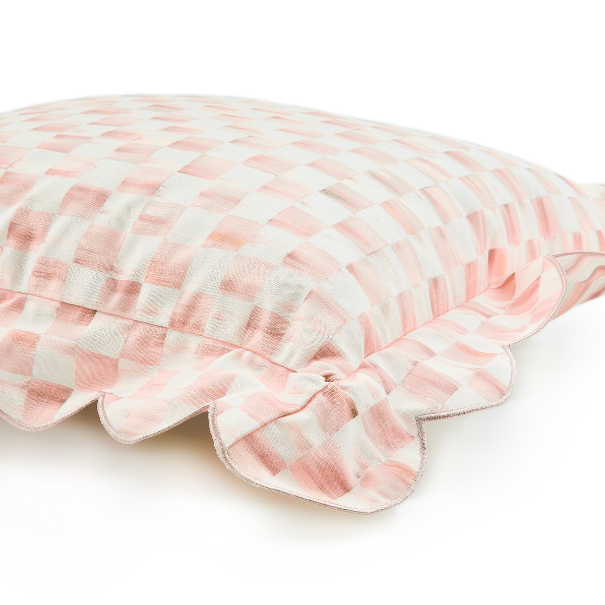 Rosy Check Reversible Scalloped Throw Pillow - Image 4