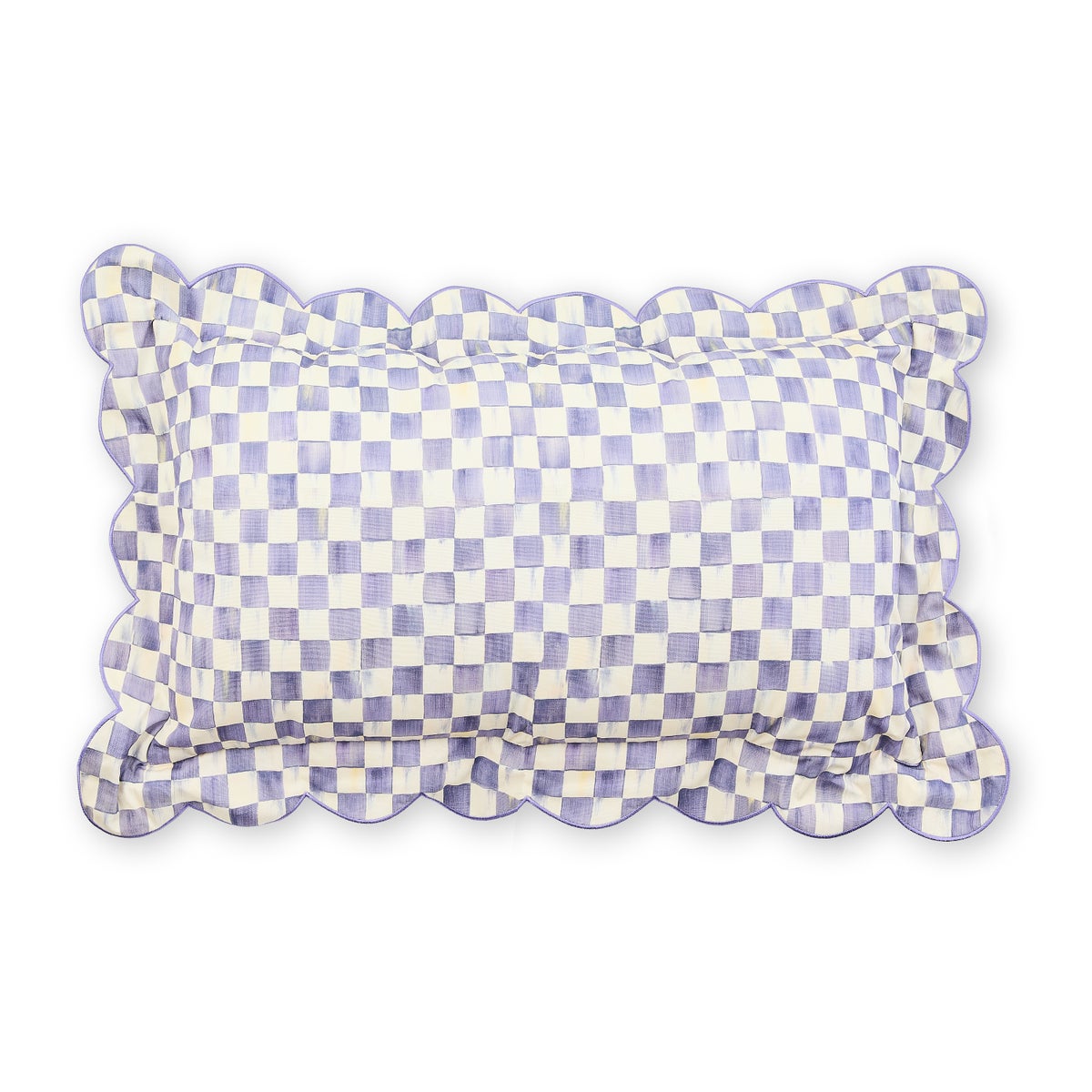 Violet Check Reversible Scalloped Throw Pillow