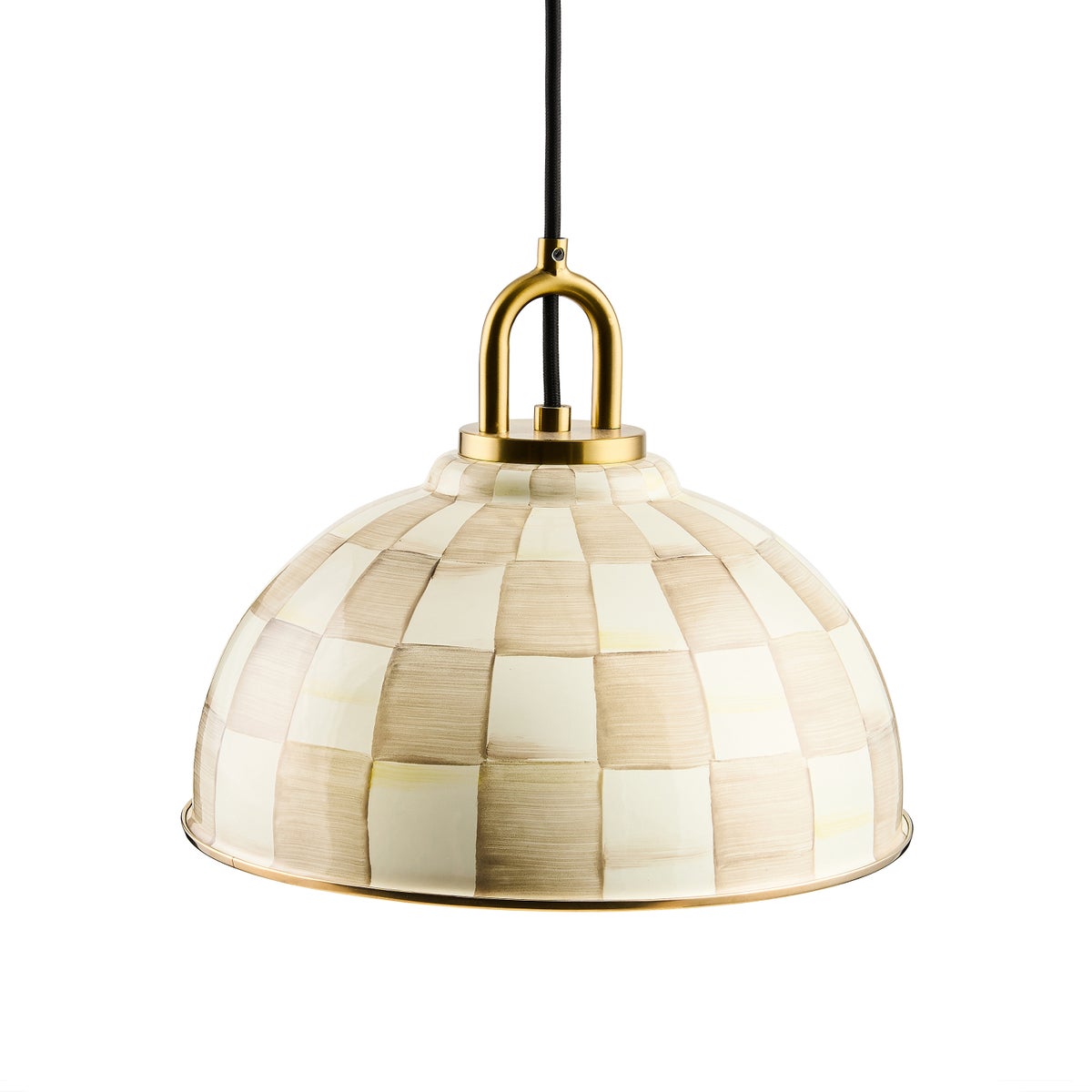 Mocha Check 12" Dome Pendant Lamp