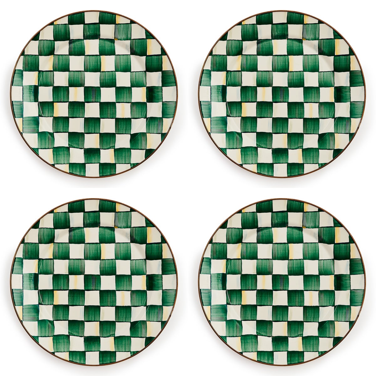 Emerald Check Chargers, Set of 4