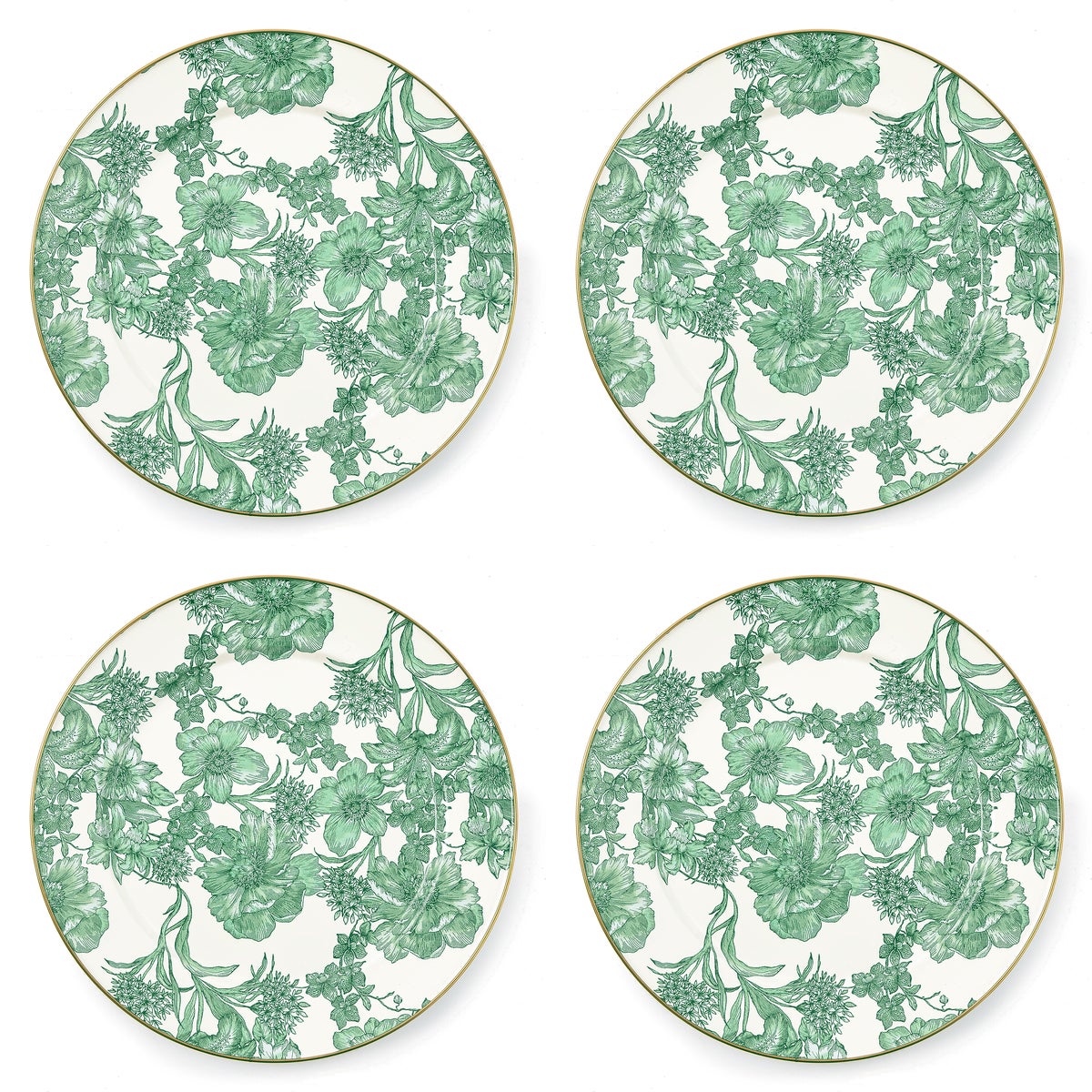 Emerald English Garden Chargers, Set of 4