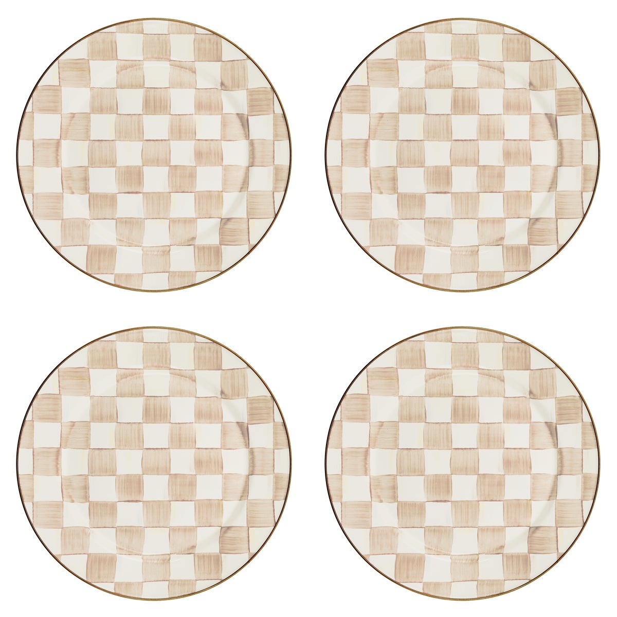 Mocha Check Chargers, Set of 4