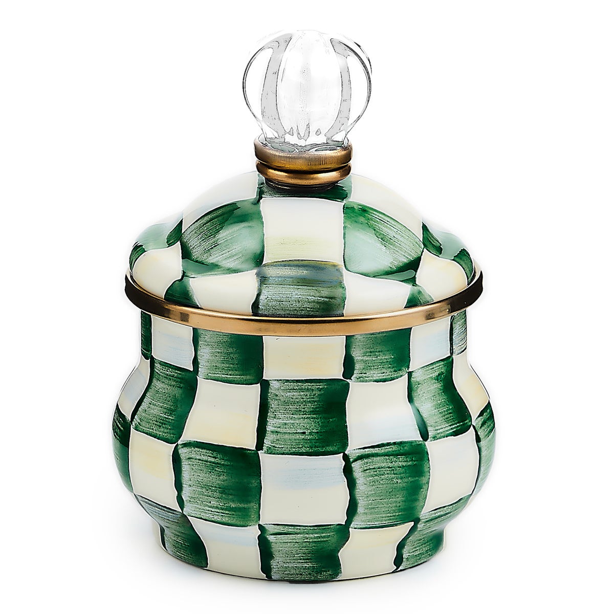 Emerald Check Lidded Sugar Bowl