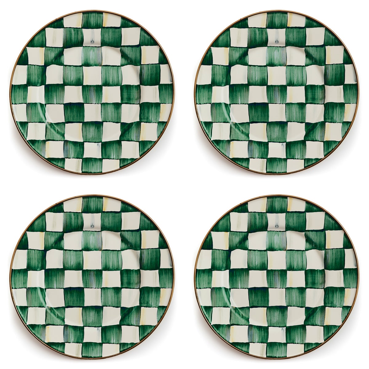 Emerald Check Salad Plates, Set of 4