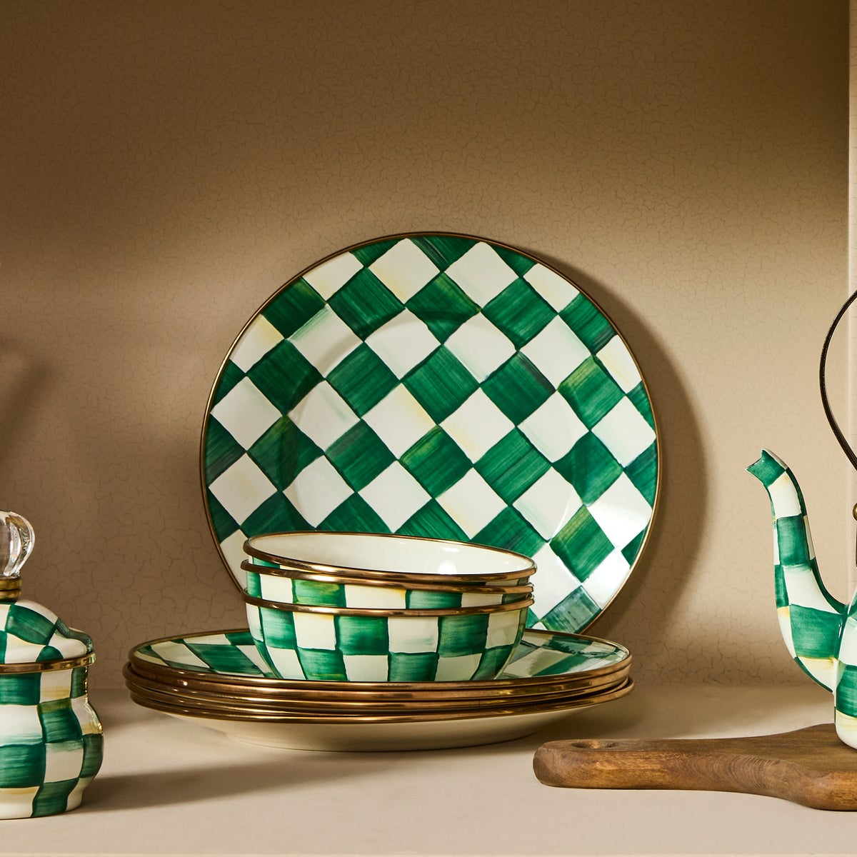 Emerald Check Salad Plate - Image 6
