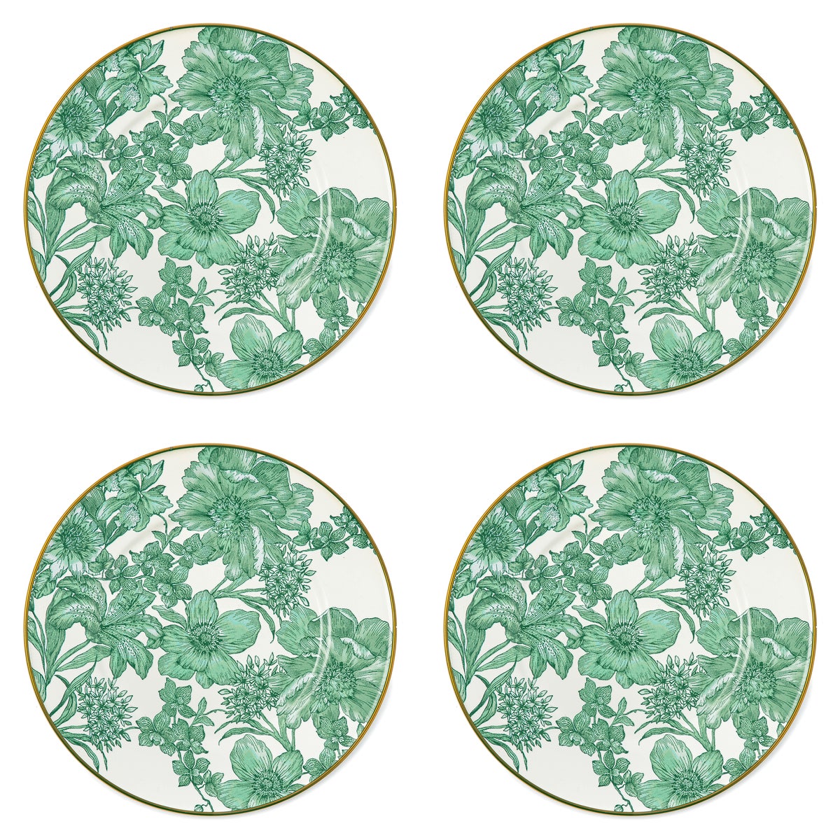 Emerald English Garden Salad Plates, Set of 4