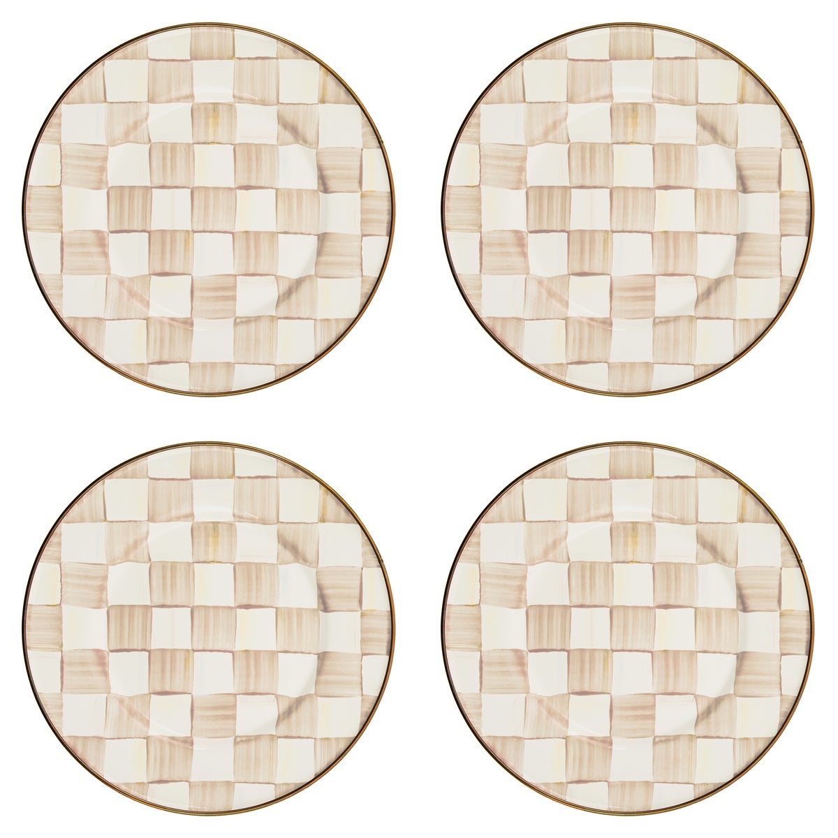 Mocha Check Salad Plates, Set of 4