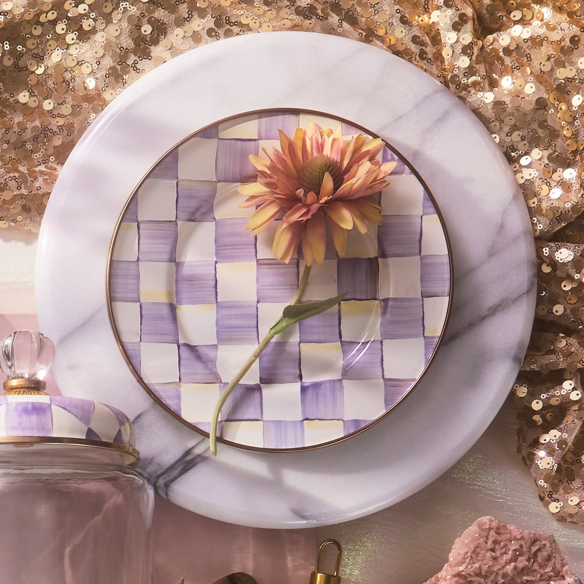 Violet Check Salad/Dessert Plate - Image 2