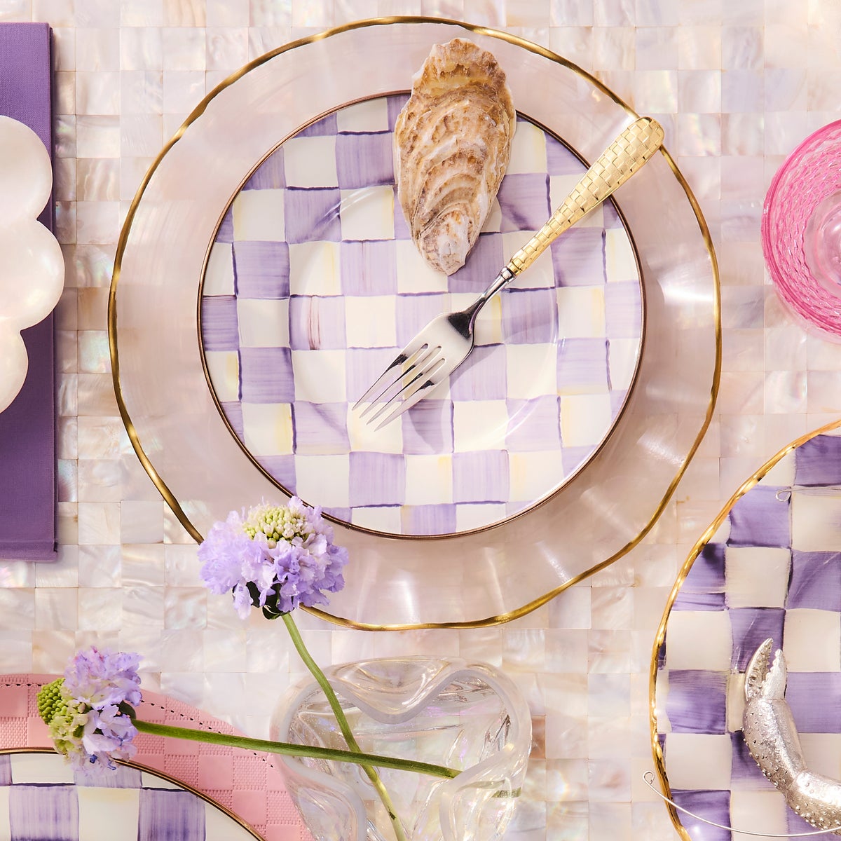 Violet Check Salad/Dessert Plate - Image 7