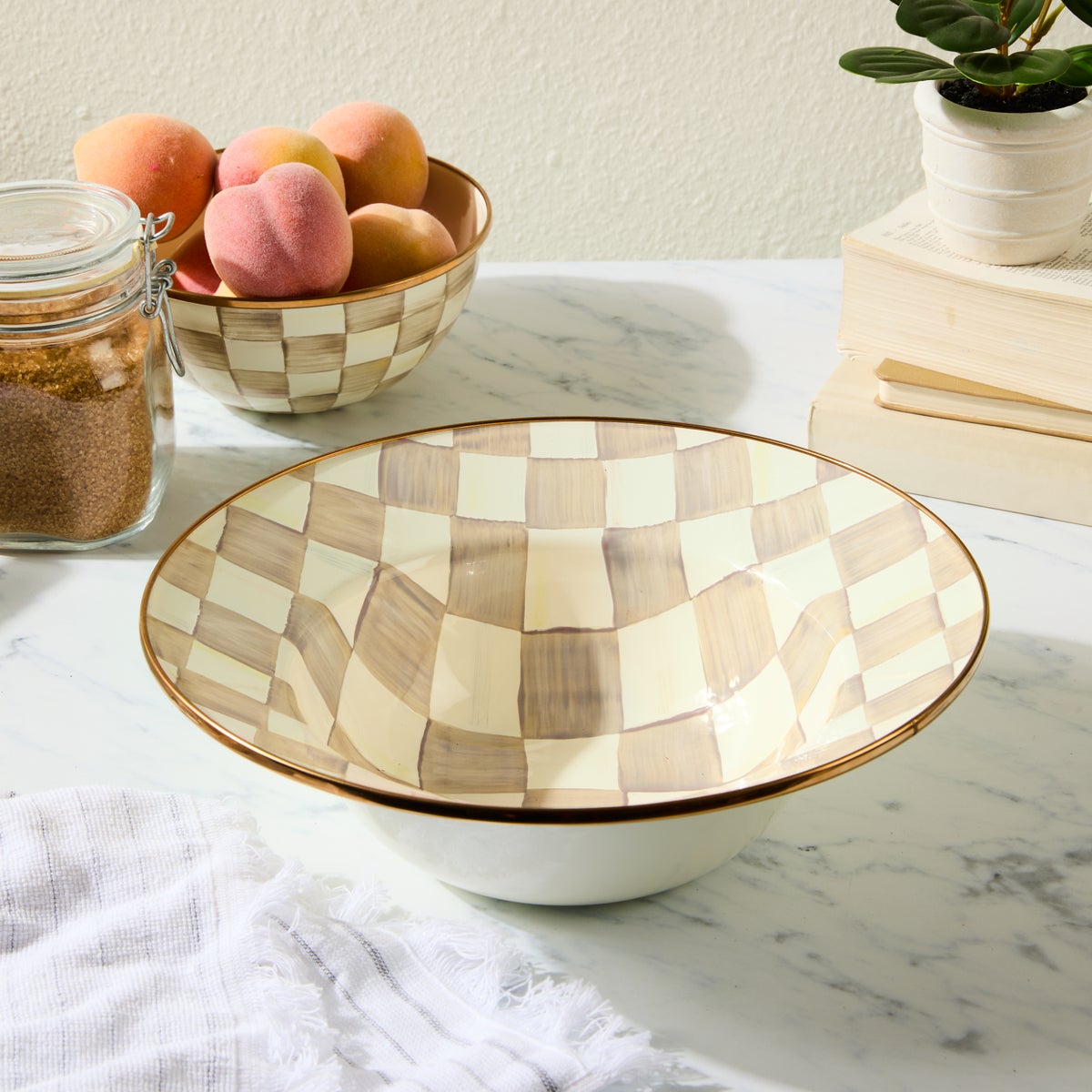 Mocha Check Serving Bowl - Image 2