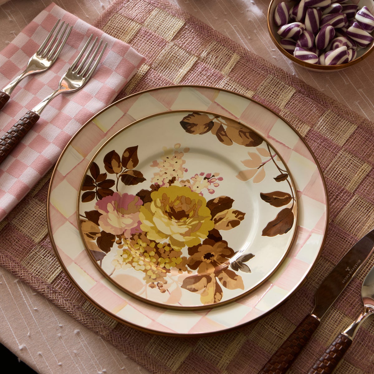 Rosy Check Dinner Plate - Image 6