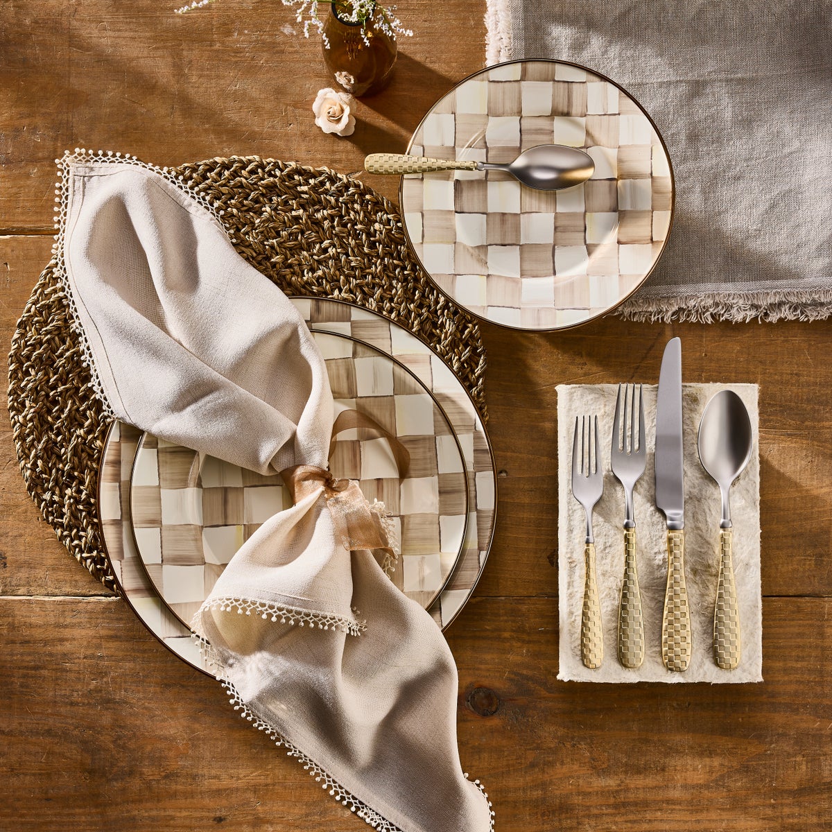 Mocha Check Dinner Plate - Image 6