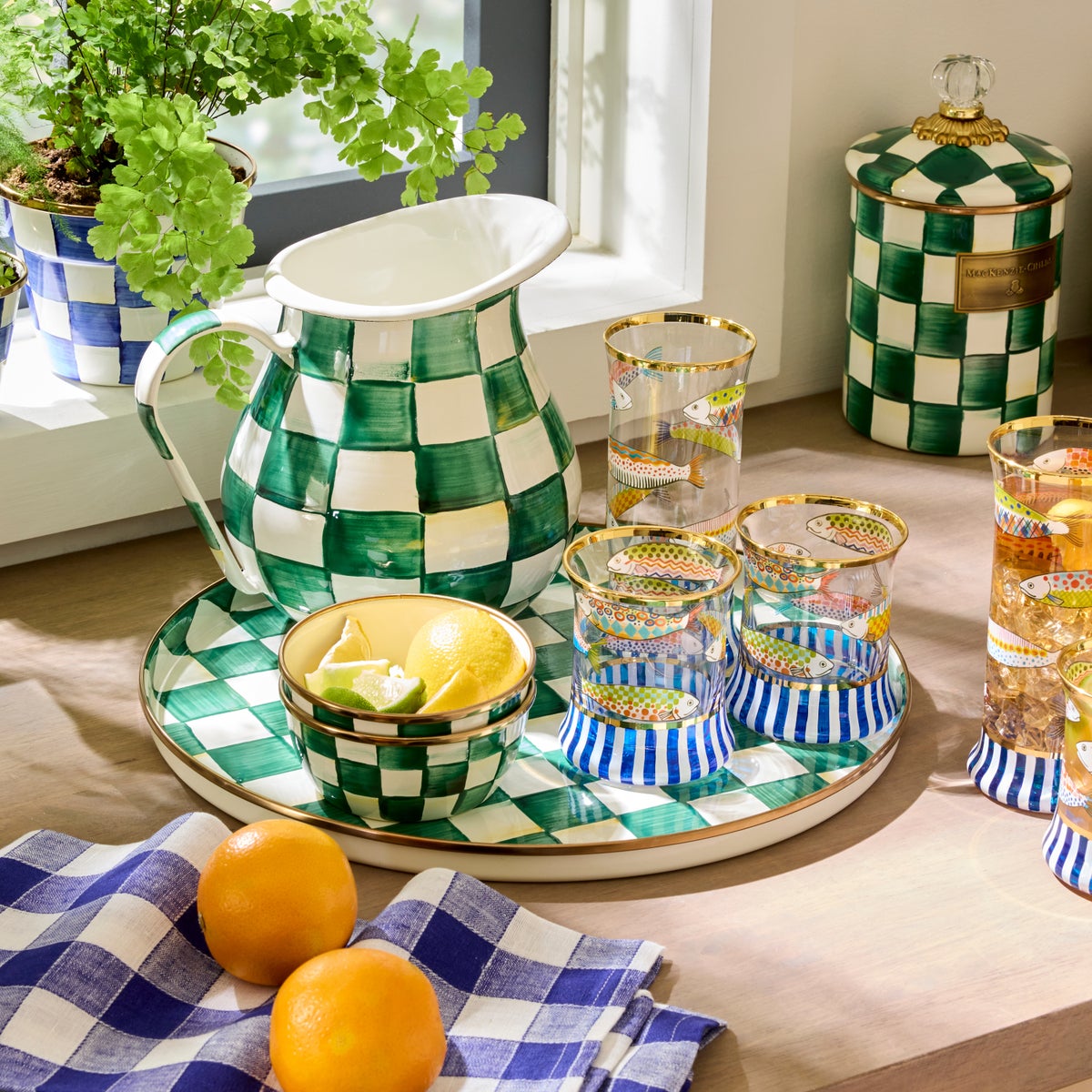 Emerald Check Round Tray - Image 2
