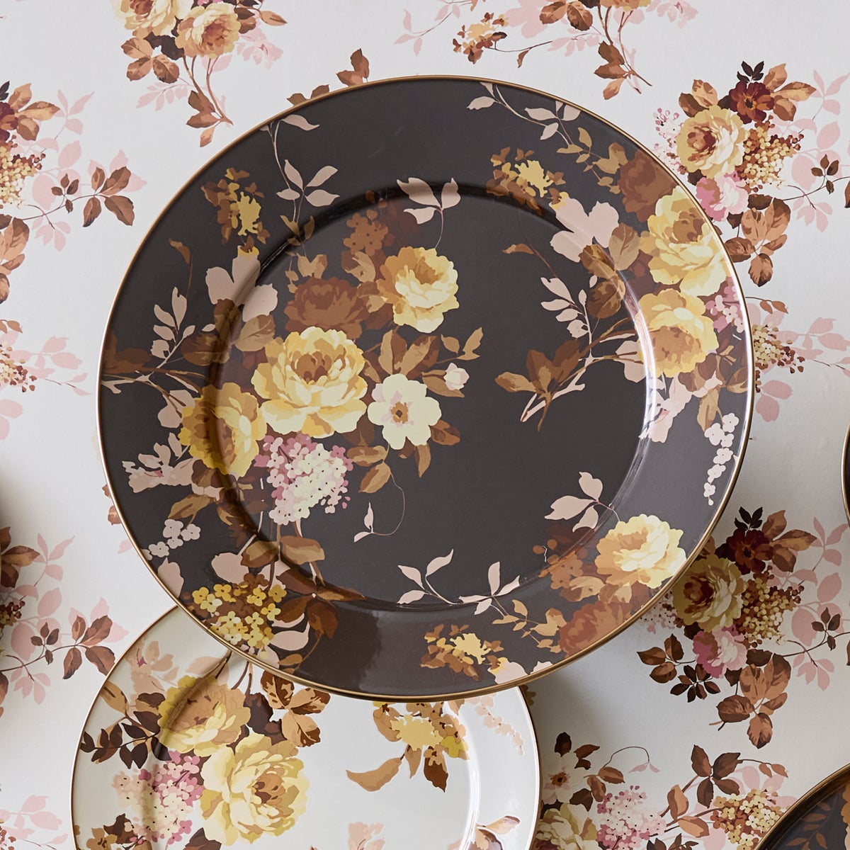 Wild Rose Brown Round Tray - Image 2