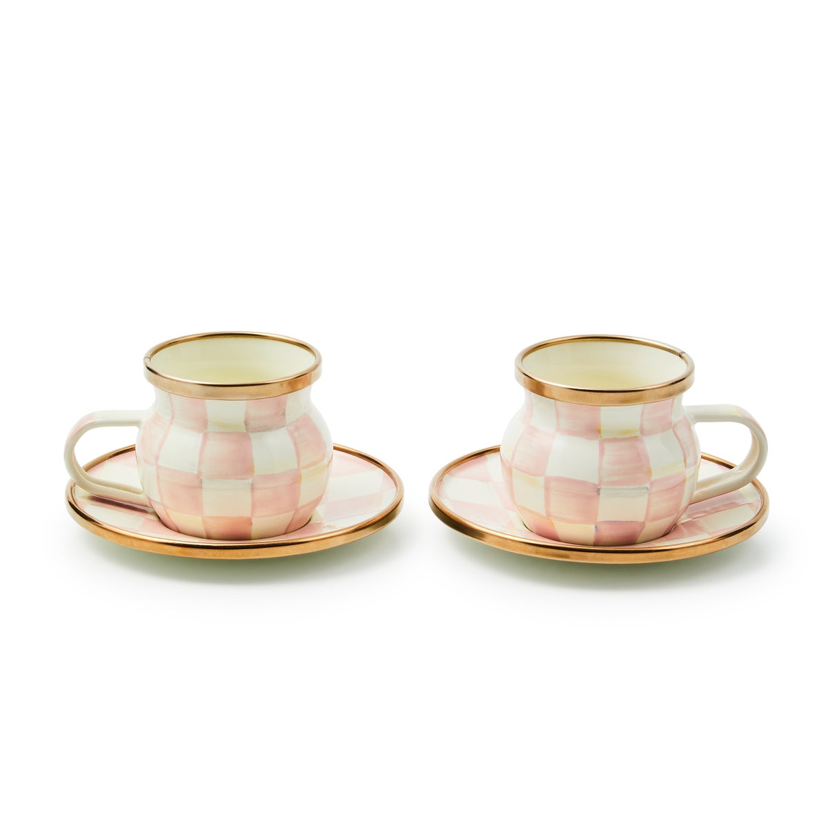 Rosy Check Espresso Cup & Saucer Set - Image 3