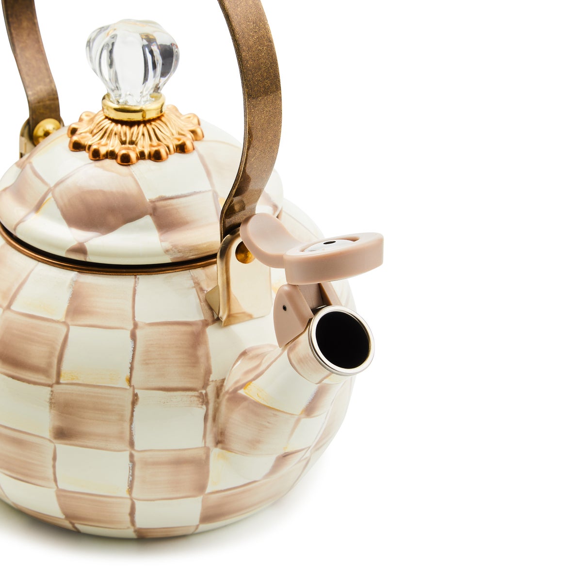 Mocha Check Whistling Tea Kettle - Image 3