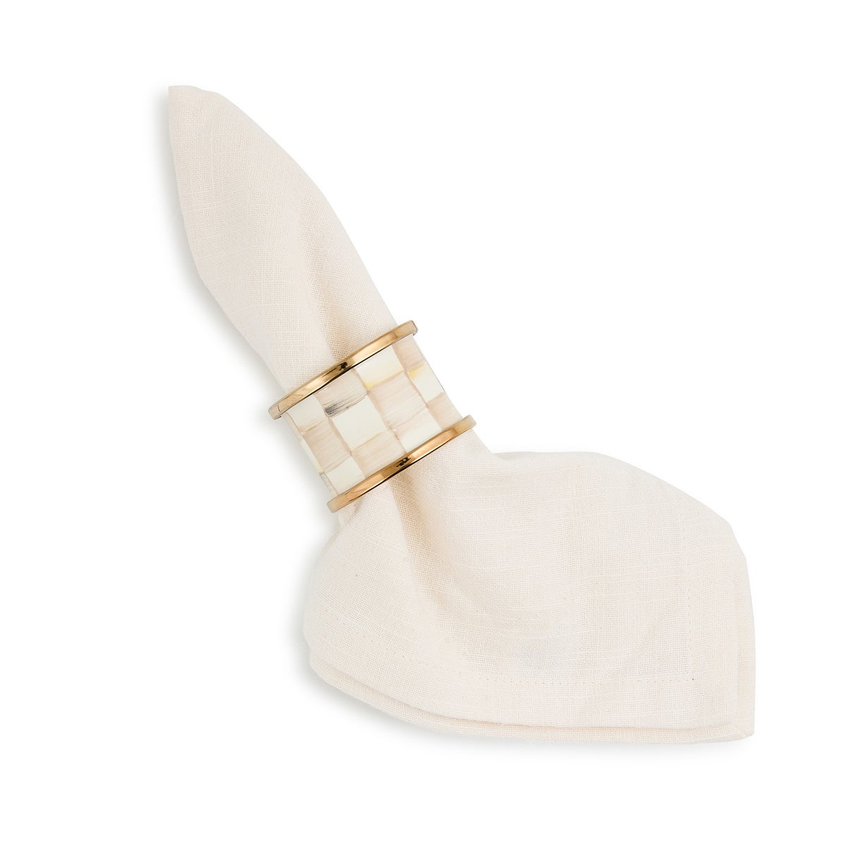 Mocha Check Napkin Rings, Set of 4 - Image 3