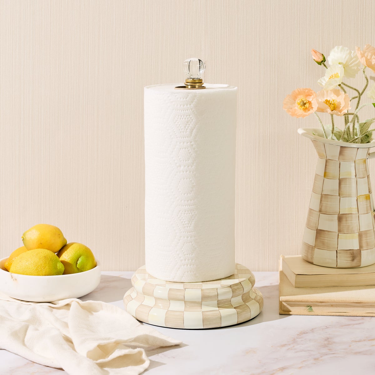 Mocha Check Paper Towel Holder - Image 2