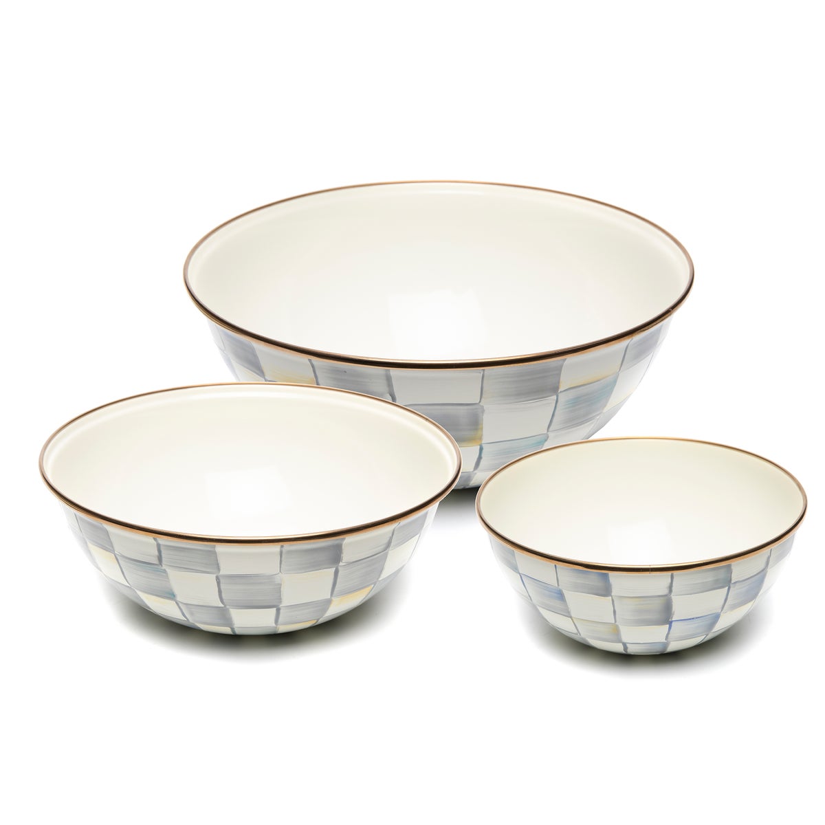 Sterling Check Mixing Bowls, Set of 3