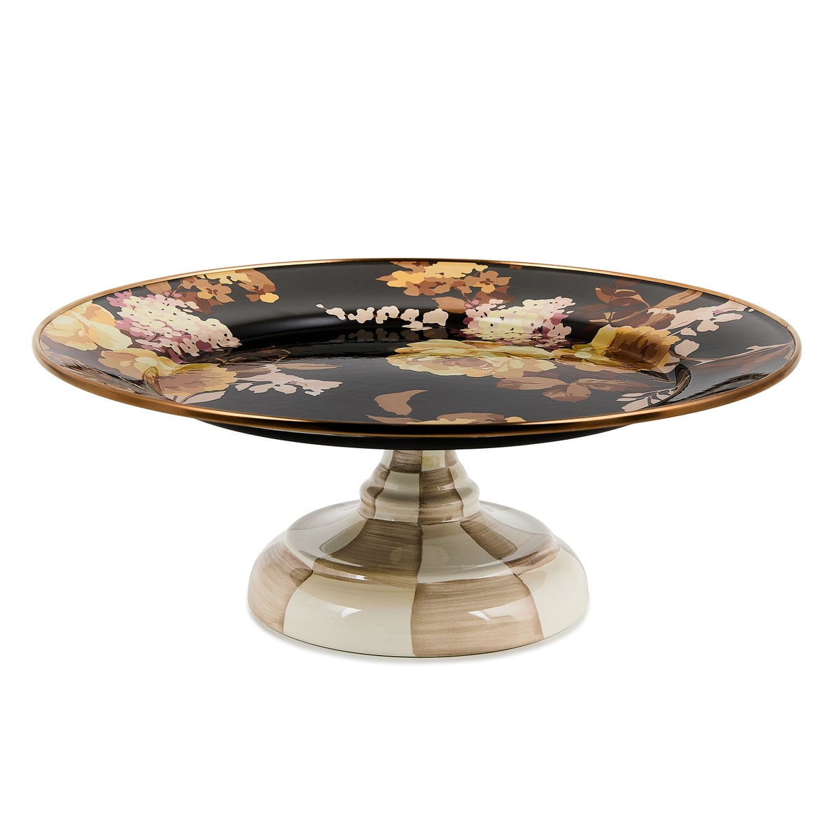 Wild Rose Brown Small Pedestal Platter