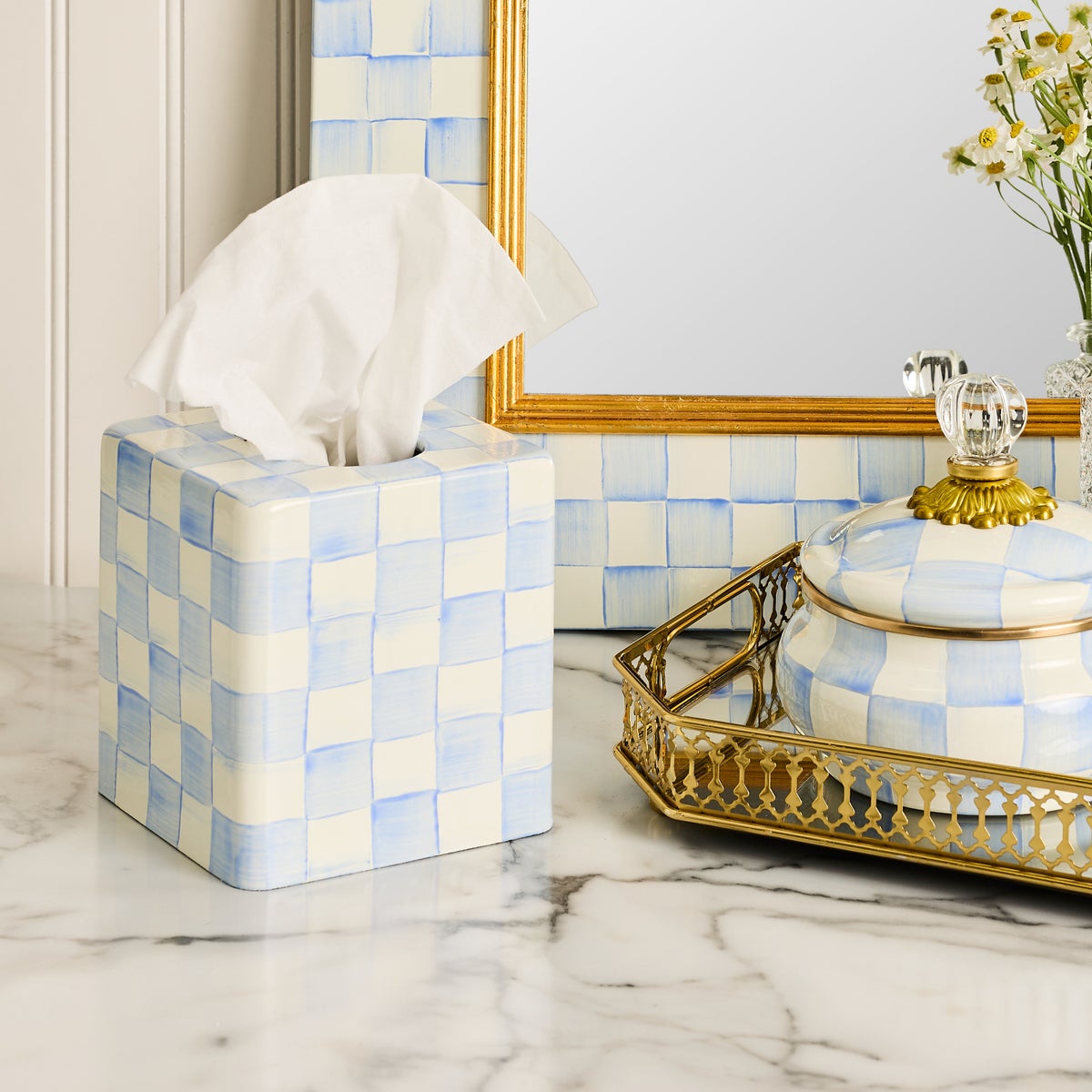 Sky Check Boutique Tissue Box Cover - Image 2