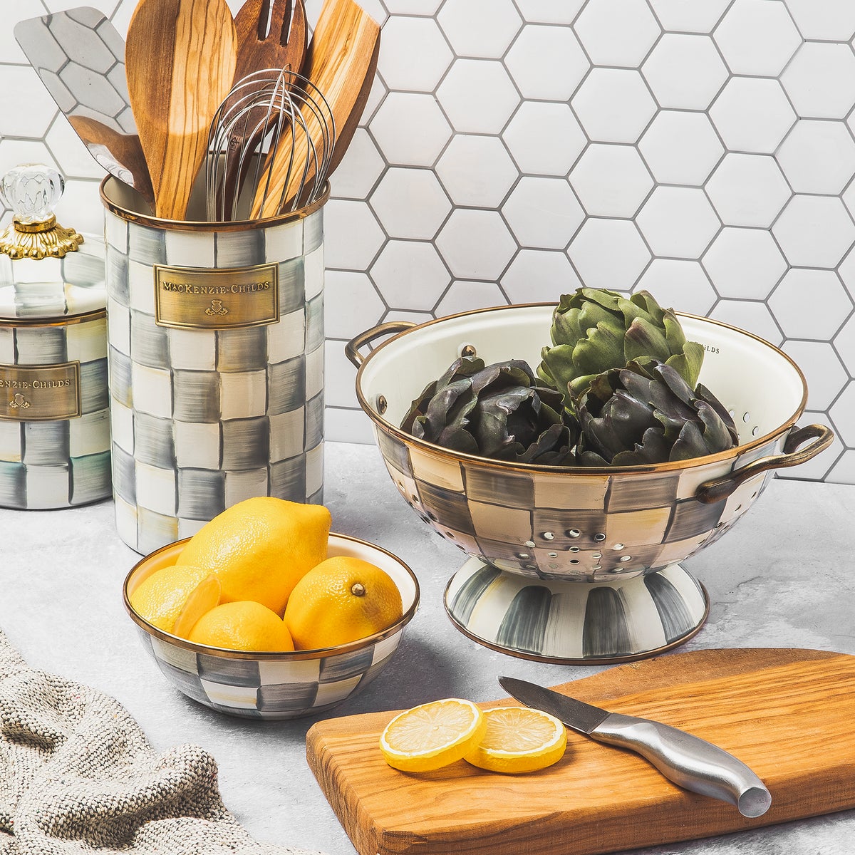 Sterling Check Utensil Holder - Image 3