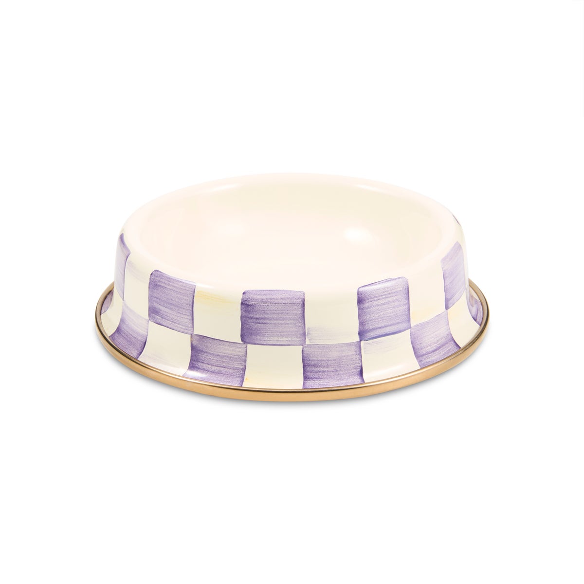 Violet Check Small Pet Dish