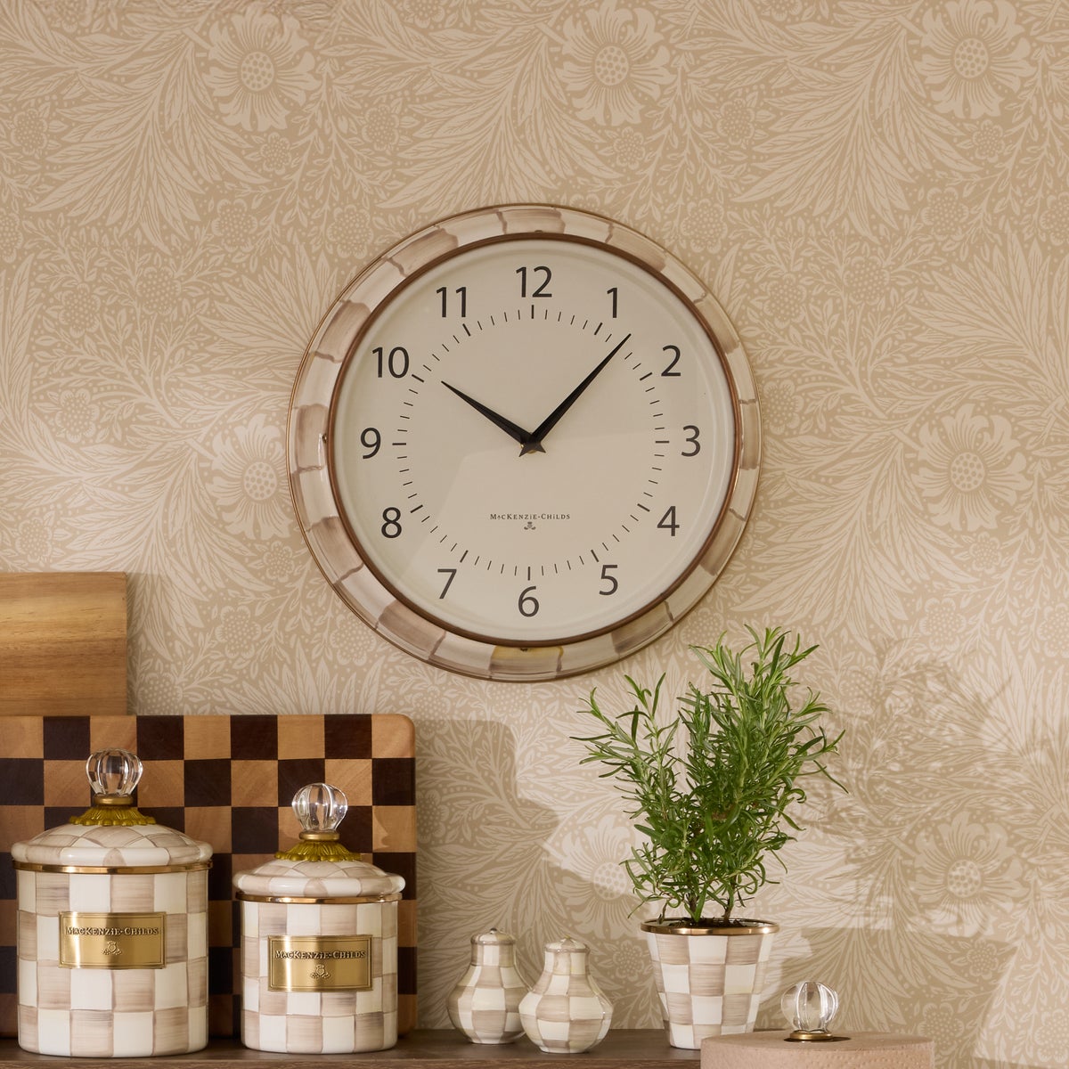Mocha Check School Wall Clock - Image 2