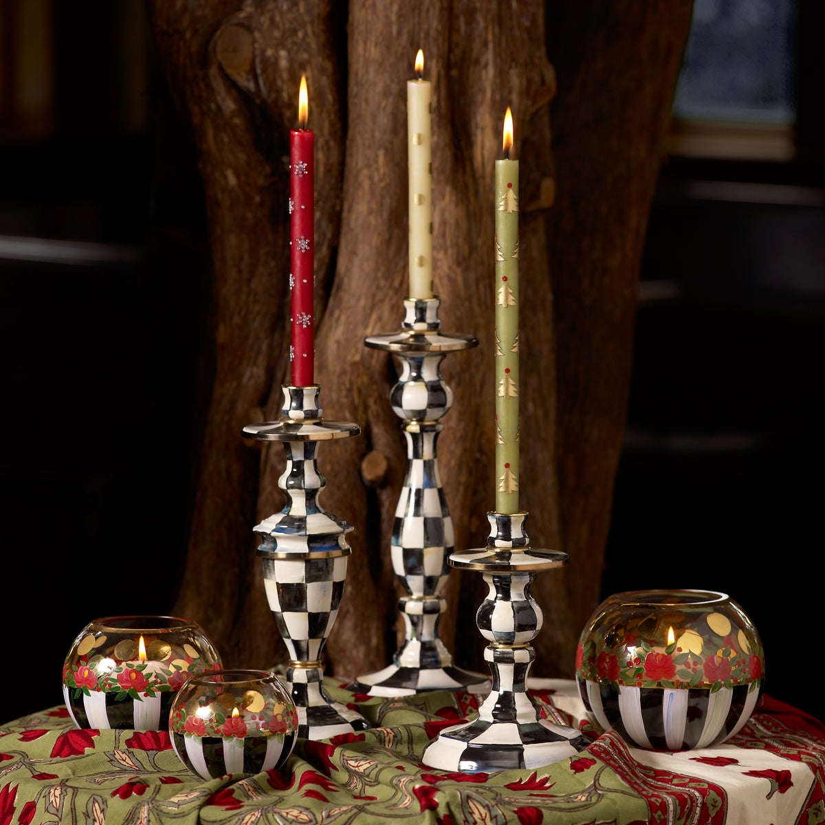 Courtly Check Small Enamel Candlestick - Image 6