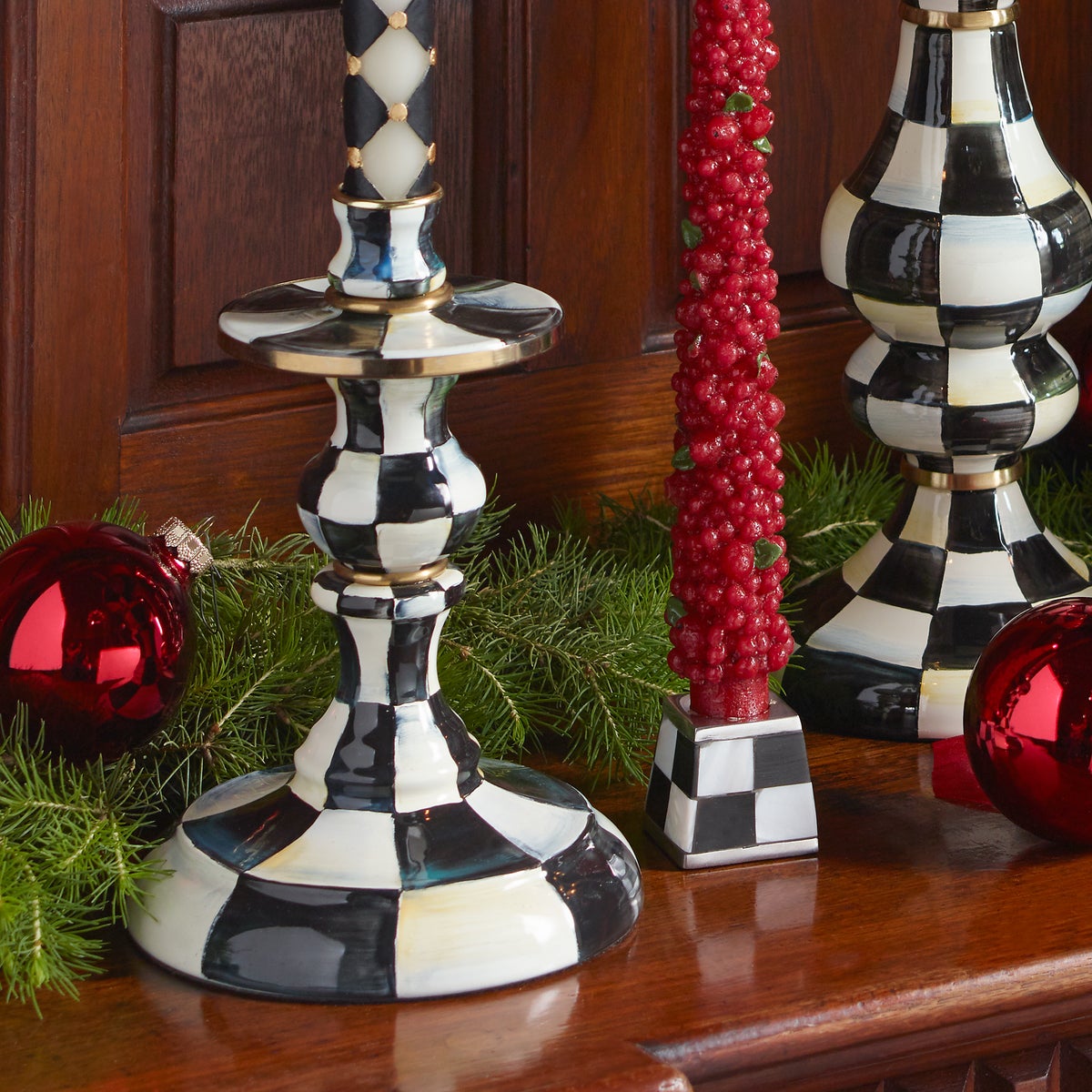 Courtly Check Small Enamel Candlestick - Image 7