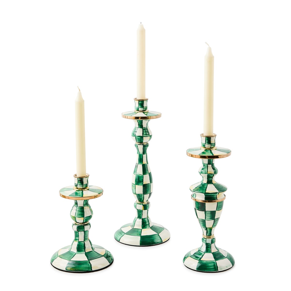 Emerald Check Medium Candlestick - Image 3