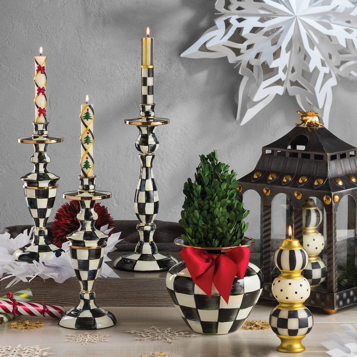 Courtly Check Medium Enamel Candlestick - Image 8