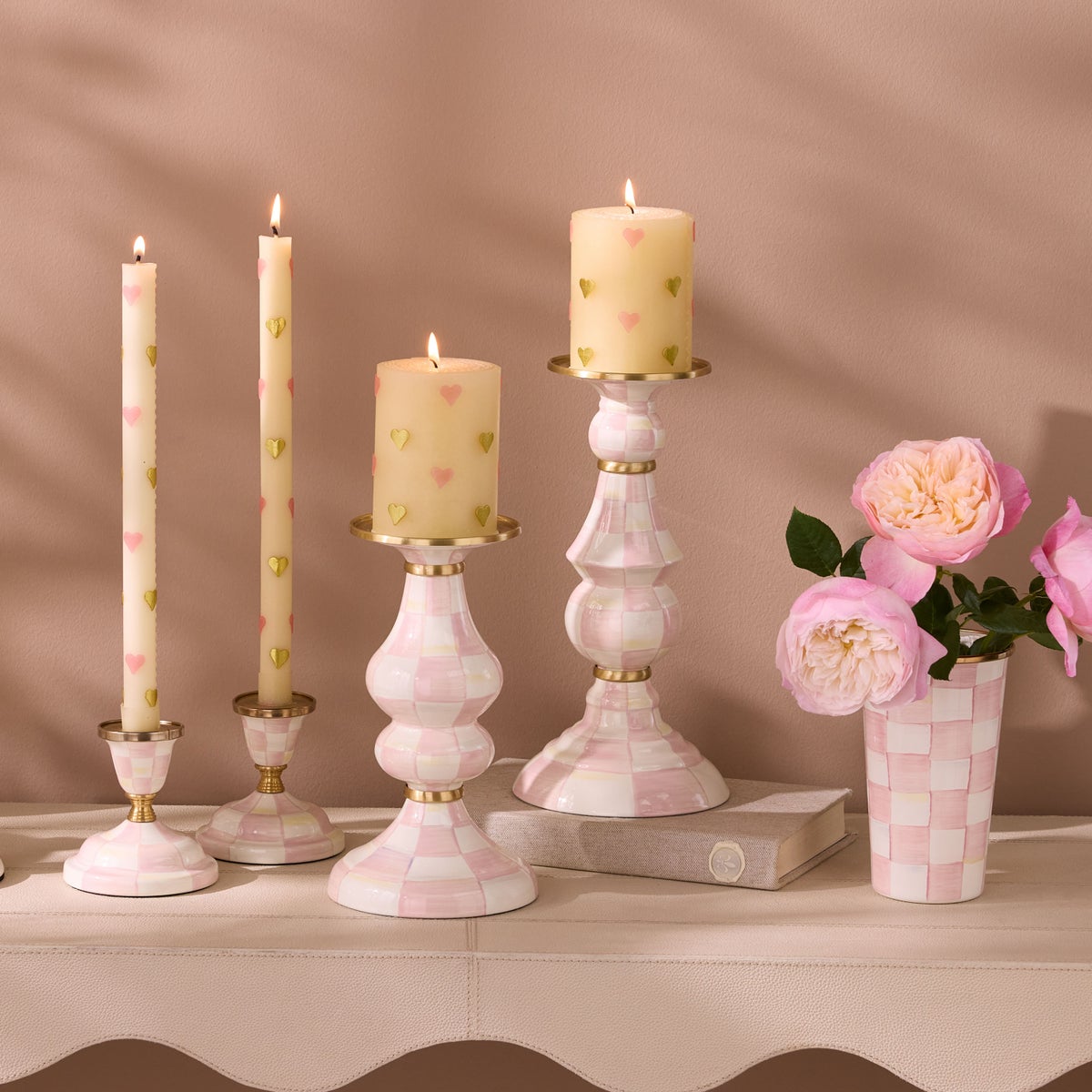 Rosy Check Medium Pillar Candlestick - Image 2