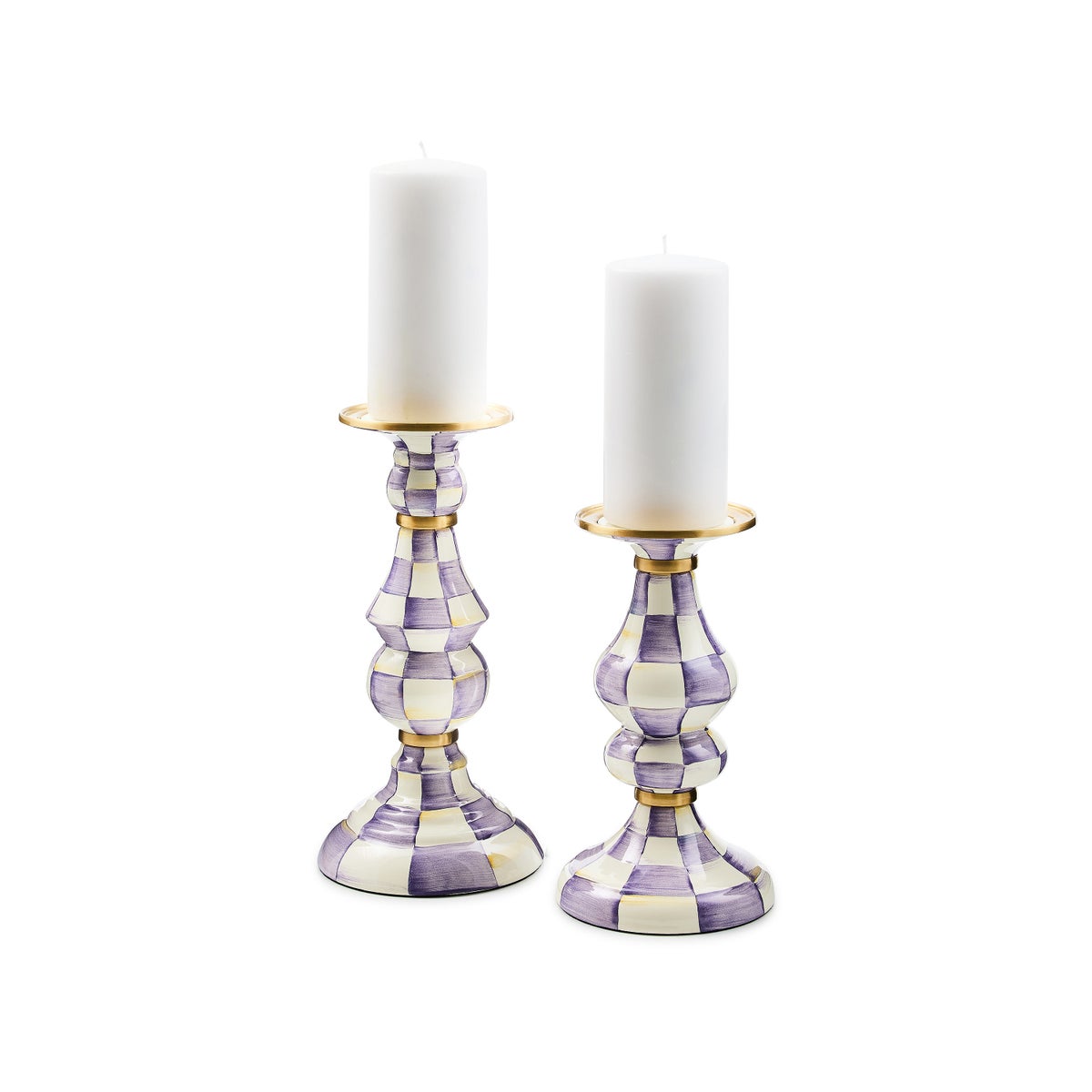 Violet Check Medium Pillar Candlestick - Image 4