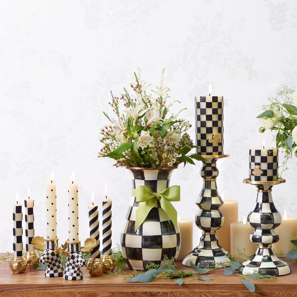 Courtly Check Large Pillar Candlestick - Image 2