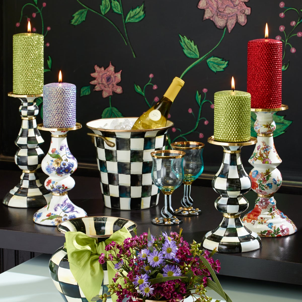 Courtly Check Large Pillar Candlestick - Image 5